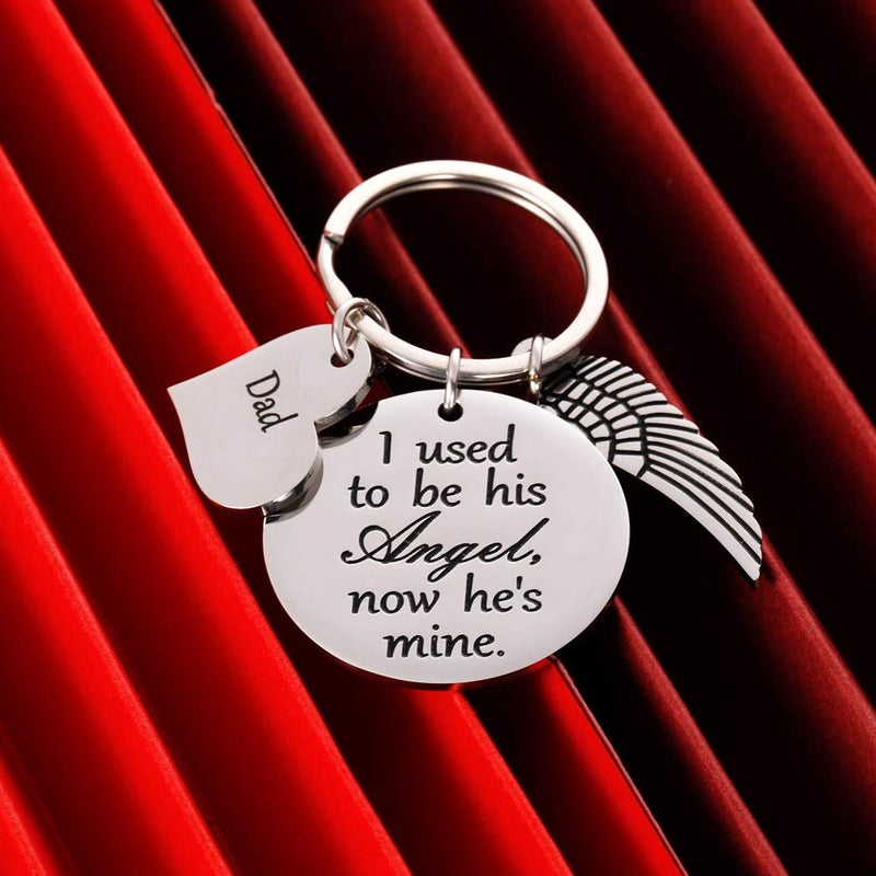Vanlovemac Dad Memorial Gift Keychain for Loss of Father Daughter Son in Memory of Daddy Remembrance Jewelry Sympathy Gift I Used To Be His Angel Keyring - Image 2